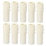 PATIKIL 30x100mm Candle Socket Covers, 10 Pack Plastic Sleeves Candelabra Base Accessories for European-Style Chandelier, White