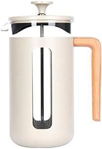 La Cafetiere Pisa Cafetiere 8 Cup 1.0L | Stylish Borosilicate Glass French Press with Wood Handle|Cream