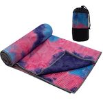 Yoga Towel - Tie-Die Textures Non-Slip Yoga Mat Towel with Bag - 24''x72'' 493g. 100% Absorbent odorless Microfiber Sweat Towel - Yoga Towel mat for Hot Yoga, Bikram and Pilates - Hot Yoga Towel