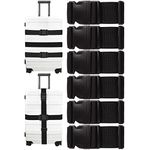 Luggage Straps 6 Pack Adjustable Luggage Straps for Suitcases Non-Slip Suitcase Belts with Buckle, Black Luggage Strap for Traveling