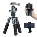 SIRUI Compact Mini Desktop Tripod, 20" Aluminum Portable Small Tabletop Tripod Stand with 360°Ball Head for DSLR Camera Phone, Loaded up to 22lbs, Phone Holder Included, AM-TT50