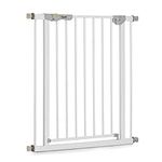 Hauck Baby Gate for Doors and Stairs Autoclose N Stop, Child Stair Gate for Widths 75 to 80 cm, Auto Close, Stair Gate Pressure Fit - No Screws, One-Handed Opening to Both Sides, Metal, White