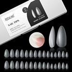 300PCS Full Matte Short Almond Gel Nail Tips,ROSALIND 15 Sizes Full Cover Almond Nail Tips Acrylic Fake Nails Extension Nail Art ,Soak Off Soft Gel Nail Tips DIY Nails Salon for Women (Pre-shaped No Filed)