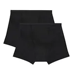 Hanes Women's Comfort, Boxer Briefs, Super Leak Post-partum & Period Underwear, 2-Pack, Black, Black, Large