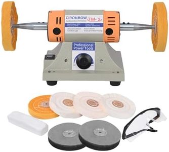 4" Jewelry Polisher & Adjustable Variable Speed Grinder Machine - With 6 Cloth Wheels & 2 Abrasive Wheels, Safety Glasses & Compound for Jewelry, Metal, Wood, Jade, Plastic Polishing & Dental Work