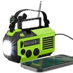 FosPower 5200mAh Emergency Radio (Model A6) NOAA Weather Alert Radio & Power Bank with IPX3 Rating, Solar Charging, Hand Crank, SOS, AM/FM/WB & LED Flashlight for Emergency Kit, Power Outages - Green