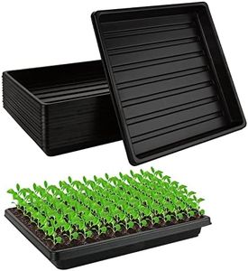 EATHEATY 12 Pack Plant Growing Trays Without Holes, 10.6~''x 10.6~''No Drain Holes Garden Microgreens Seedlings Trays, Plastic Wheatgrass Sprouting Hydroponic Greenhouse Seed Starter Black