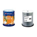 Verbatim 4.7GB up to 16x White Inkjet Printable Recordable Disc DVD-R, 100-Disc Spindle 95153 & 95252 CD Recordable Media -CD-R -52x -700 MB -100 Pack Spindle -Inkjet Printable