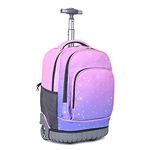 Oneyijun Trolley School Backpack for Boys Girls, Backpacks Rucksack with Wheels, Detachable Trolley Bags for School Students, 12.2x8.2x18.1 inch (Pink)