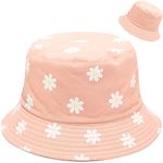 XYIYI Flower Pink Bucket Hat Funny Beach Fisherman Hats for Women, Reversible Double-Side-Wear