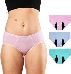 Bambody Absorbent Brief, Super Comfy Period Underwear for Women - Leakproof Period Panties - Small, 3 Pack, Pink - Blue - Green