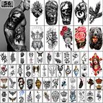 Yazhiji 56 Sheets Temporary Tattoos Stickers 11 Sheets Half Arm Shoulder Tattoos for Men or Women with 45 Sheets Tiny Fake Tattoo