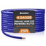 InstallGear 4 Gauge Blue 25ft Power/Ground Copper Clad Aluminum Wire True Spec and Soft Touch Cable