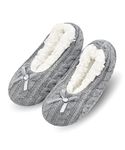 Womens Thick & Warm Slipper Socks with Grippers - House Socks(Gray,8-10)