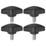 sourcing map 4pcs Tee Wing Knobs Thumb Screws M6 x 12mm Standard Male Thread Plastic T Knobs Handles Hand Clamping Knobs Grip Thumbscrew, Black