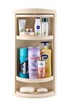 Simandhar Rotating Plastic Bathroom Corner Cabinet | Bathroom Organizer Storage | Corner Shelves Wall Mounted | Bathroom Accessories (62cm*25 cm*25 cm) (Cream)