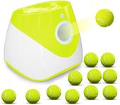 Ubistar Automatic Dog Ball Thrower Launcher with 12 PCS Tennis Ball Thrower Distance 10-30ft,Rechargeable Ball Launcher for Dogs, Interactive Dog Fetch Toy for Small Dogs (Light Green Ball Launcher)