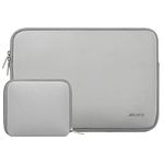 MOSISO Laptop Sleeve Compatible with MacBook Air/Pro, 13-13.3 inch Notebook, Compatible with MacBook Pro 14 inch M3 M2 M1 Chip Pro Max 2024-2021, Neoprene Bag Cover with Small Case, Light Gray