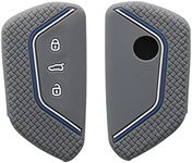 kwmobile Car Key Cover Compatible with VW Golf 8 3 Button Car Key Key Cover - Silicone Protective Car Key Fob Case - Grey/Blue/White