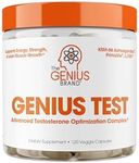 Genius Test, Advanced Testosterone Booster for Men - Natural Stamina, Endurance, Energy & Strength Enhancing Supplement - Lean Muscle Builder, Brain & Libido Support Male Supplements, 120 Veggie Pills