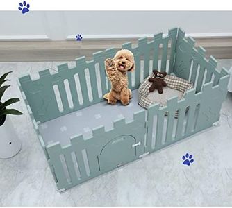 Pet Scene Whelping Box Portable Dog Crate Pet Pen Cage Puppy Cat Enclosure Playpen Exercise Indoor Outdoor Pet Kennel Plastic Green,154x78x60CM