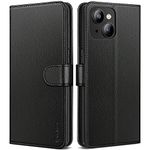 Vakoo Case for iPhone 13 and iPhone 14 (6.1 inches), Premium Leather Flip Wallet Case [Card Slots] [Stand Function] [Magnetic Closure] Protective Phone Cover for iPhone 13/14, Black