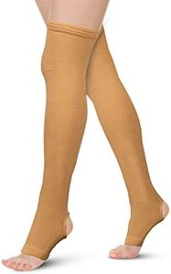 Vissco Compression Stockings for Varicose Veins - Medium (Beige) Leg Support for Swollen Aching Sore Legs Edema & Pain Relief – 1 Pair for Men & Women