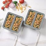 Navaris Silicone 2-Cup Freezer Soup Container with Lid - Set of 2 - Extra Large Ice Cube Trays - Food Storage Containers with Lids - for Soups, Stock, & Baking - Grey