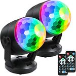 [2-Pack] Portable Sound Activated Party Lights for Outdoor and Indoor, Battery Powered/USB Plug in, Dj Lighting, RBG Disco Ball, Strobe Lamp Stage Par Light for Car Room Dance Parties Birthday DJ Club