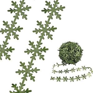 Hecaty 132 ft Snow Ribbon, Artificial Garland Rattan Leaf String, Decorative Jungle Plant Green, Suitable for Baby Shower Home Wedding Party Balloon Garland DIY Craft