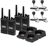 4 x Motorola RMU2080d On-Site 2-Way Business Radio with Display (RMU2080D) + 4 x HKLN4606 Remote Speaker Mic - 4 Pack with Mic Bundle