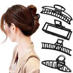 4 Pcs Large Big Hair Claw Clips, Metal Hair Claw Clips, Metal Hair Clips Nonslip Claw Clip for Women and Girls Thin Thick Hair Stylish Hair Accessories(Black)