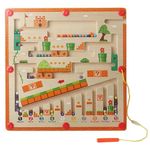 MEMOVAN Magnetic Color and Number Maze - Montessori Fine Motor Skills Toy for Boys Girls 3 4 5 6 Years Old Wooden Magnet Board Puzzles Toddler Activities Learning Counting Matching Games Gift for Kids