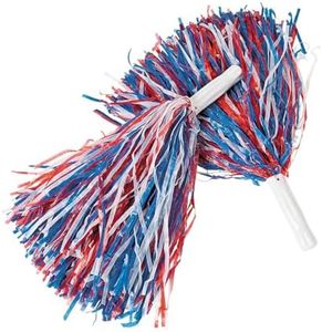 Red, White and Blue Pom Poms, 12 Pieces - Fourth of July and Cheer Party Supplies