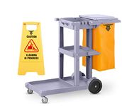 TARGET HYGIENE Janitor Cart Trolley with Free 1 Pc Caution Cleaning in Progress Sign Board (Full Set)