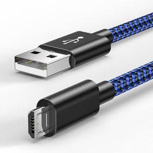 6amLifestyle 16 FT PS4 Controller Charger Charging Cable, Nylon Braided Extra Long Micro USB 2.0 High Speed Data Sync Cord Compatible for Playstaion 4, PS4 Slim/Pro, Xbox One S/X Controller, Blue