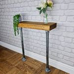 Rustic Console Table Radiator Shelf; Industrial Narrow Hallway Sideboard with Scaffold Legs Reclaimed Handmade Furniture - 8 Colours Available & Custom Lengths Cut Free