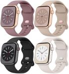 [4 Pack]Silicone Bands for Apple Watch Bands 38mm 40mm 41mm 42mm Women Men, Soft Adjustable Comfortable Replacement Sport Strap Women Men for iWatch Series 10/9/8/7/SE/6/5/4/3/2/1