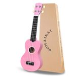 POMAIKAI Soprano Ukulele for Beginners, 21 Inch Ukulele Wood Toddler Guitar Small Hawaiian Ukalalee Starter (Pink)