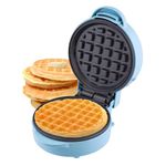 Sensio Home Mini Waffle Maker Machine Blue | Non Stick Coating | Recipes Included | Fun Snack Maker | Compact Size | Indicator Light | Cool Touch 550W