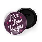 dhcrafts Pin Badges Purple Live Love Yoga D5 Glossy Finish Design Pack of 1