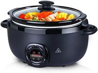 bathivy 7-Quart Slow Cooker, Electric Oval Programmable Slow Cooker with Nonstick Ceramic Pot, 3 Tempature Settings, Digital Countdown Timer, Keep Warm, Dishwasher Safe Glass Lid & Crock, Easy Carry Side Handles, Matte Black Powder Coating Housing