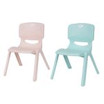 HAPPY BEAR - Plastic Kids Chair for Boys and Girls,Double Chair for Kids,Study Kids Study Chair Set,Kids Chairs for 2 3 4 5 to 10 Years, Pack of 2 (Blue, Pink)