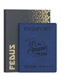 FEDUS Faux Leather Premium Passport Holder For Men And Women's Cover Case Wallet With Credit/Debit Card, Id Ticket, Currency, Boarding Pass Slots, Rfid Protected Travel Document Organiser Blue