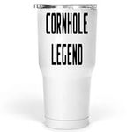 Ultimate Cornhole Gift for Game Lovers, Great for Christmas - Cornhole Legend 57, Fun for All Ages Quote on 30 Oz White Stainless Steel Large Tumbler