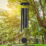 Large Wind Chimes Outdoor, Victop Deep Tone 31 inches Memorial Wind Chim 5 Hollow Aluminum Tubes Pleasant Melody Classic Retro Decor Windchimes for Garden, Home, Yard, Indoor and Outdoor Decor (Black)