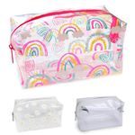 Fashion Stationery Big Pencil Case for Girls Kids Toddler Large Clear Pink Rainbow School Pencil Cases or Cosmetic Makeup Toilteries Travel Bag for a Girl Child or Kid