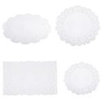 60PCS Lace Paper Doilies Wedding Assorted Paper Doilies White Rectangular Doilies Disposable Oval Doilies Lace Paper Round Doilies Decorative Doilies for Party Cakes Craft Table Plates Saucers