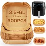 YQL 300PCS Air Fryer Liners Square for Russell Hobbs 4L/4.3L/5L, Disposable Air Fryer Accessories 6.5Inch, Non Stick Parchment Paper for Tower Vortx 4L-5L/Uten 5.5L/COSORI/Ninja&Other Basket 3.5L-6L