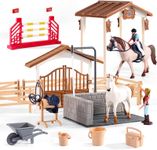 Peagprav Horse Stable Figurine Playset Horse Club with Rider Horses Toy Figures Animal Toys Set for Boys and Girls Gifts for Girls and Boys 3 4 5 6 7 8 Years up